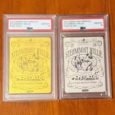 Card Fun Disney 100 Carnival Pure Gold & Silver Steamboat Willie PSA 10 Lot*2