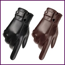 Winter Gloves For Men Genuine Leather Gloves Outdoor Cycling Black Real...