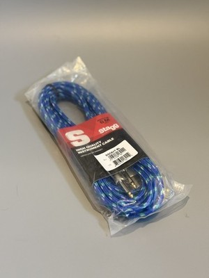 Stagg 6 m blau geflochtenes Gitarrenkabel Vintage T 6,35 mm Klinke zu Klinke Instrumentenkabel