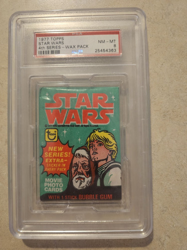 1977 STAR WARS TOPPS SERIES 4 WAX PACK PSA 8 NM-MT Possible C3PO Golden Rod Card
