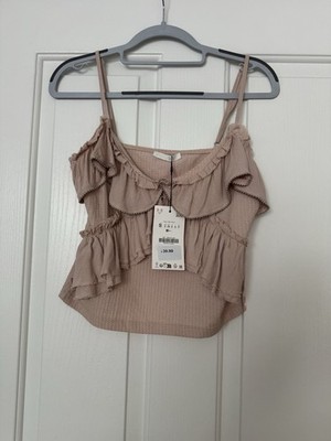 Zara NWT Pleated Ruffled Layered Top