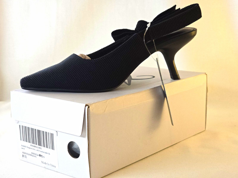 Athlefit Women’s Black Slingback Pointed Toe Slip-On  Heels US 6 NIB