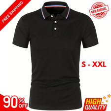 2025 Men's Solid Color Polo Shirt Casual Breathable Summer Short Sleeve Tee Gift