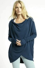 ATHLETA Purana Wrap Hooded Sweatshirt Fleece Pullover Teal Blue Sz S EXC COND