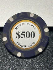 $500 MONTE CARLO POKER CLUB CASINO CHIP POKER CHIP GAMBLING TOKEN
