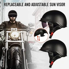 Half Helmet Motorcycle Open Face Sun Visor Quick Release Buckle DOT Approved
