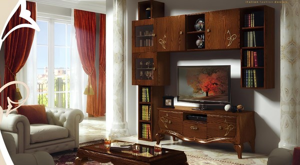 Klassisch Gruppe Rtv Set Wohnzimmer Vitrine Tv Modern Holz MöBel Schrank Stil-image