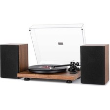 Bluetooth Turntable HiFi System with 36W Bookshelf Speakers, Magnetic Cartridge