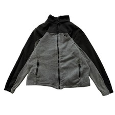 Puma Boy's Grey Black Fleece Full-Zip Jacket Stand Collared Pockets Logo Size M