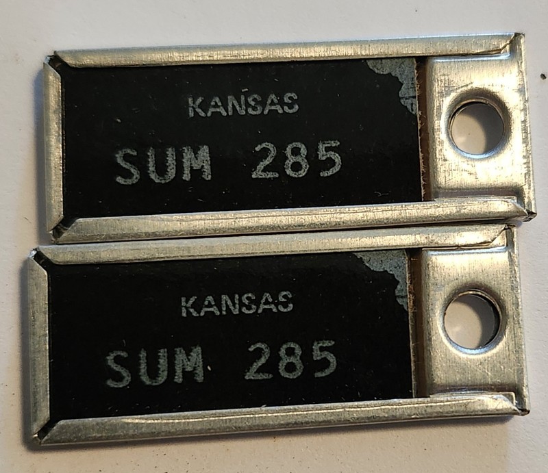Pair Of 1972 Kansas Dav Mini License Keychain Tags