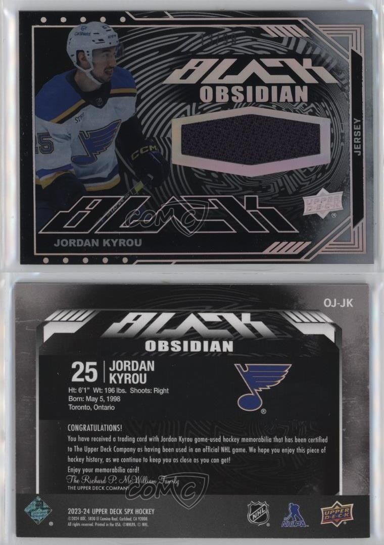 2023-24 SPx UD Black Obsidian Jerseys 13/99 Jordan Kyrou #OJ-JK 0jg8 thumbnail 3