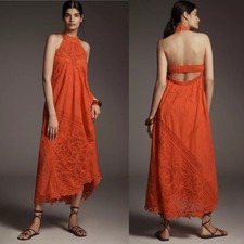 Anthropologie Halter cut work lace maxi dress size large