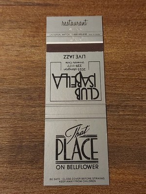 Vtg. Club Isabella Live Jazz, That Place Restaurant, Cleveland, Ohio (F10)