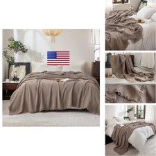 FOSSA Muslin Blanket 4-Layer 100 Cotton Gauze Blanket Fringe 98"x98" Throw