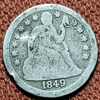 1849 O Seated Liberty Dime 10C Silver Coin AG/G Details Low Mintage Scarce Date