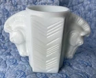 Vintage Double Horse Head Milk Glass by MacBeth Evans Art Deco Vase