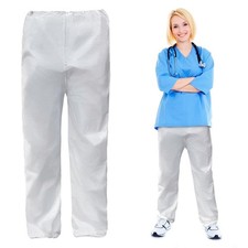 White Poly Trousers XXL Disposable Waterproof Pants 50-Pack