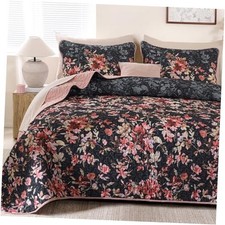 Floral Quilt Set Size, Pink and Black Bedspreads Coverlet Queen Pink Black
