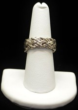 Sterling Silver Woven Design Band Ring SZ 7.0 FMF338