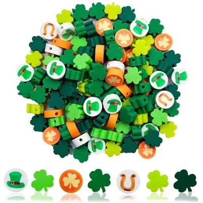 100pcs St Patrick's Day Polymer Clay Shamrock Spacer Beads DIY Jewelry Kit Craft