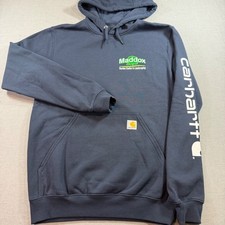 Carhartt Hoodie Mens Small Navy Blue Excellent Loose Fit K288 Maddox Logo
