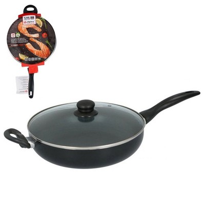 Antihaft Bratpfanne mit Glasdeckel 28cm Induktionsboden kompatibel Bratpfanne schwarz