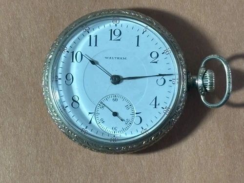 ANTIQUE 1912 WALTHAM POCKET WATCH 17J SILVER TONE CASE