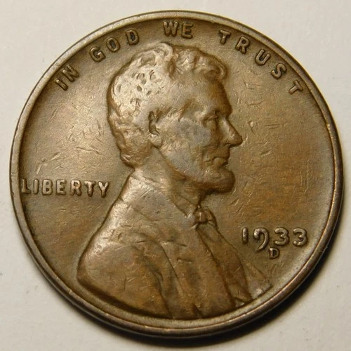 1933 D Lincoln Wheat Cent Penny F-VF  "Actual Coin Pictured"