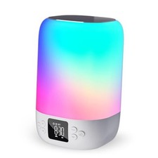 Night Light Bluetooth Speaker Alarm Clock, Sound Machine with White Colorful
