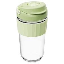 Leak-proof Glass Coffee Mug with Lid Lock, 17 oz Reusable Coffee Cup with Han...