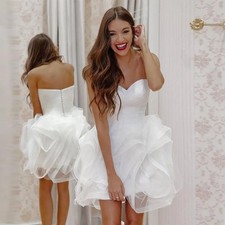 Lovely White Tulle Short Dress Ruffles Sweetheart Girls Homecoming Mini Dresses