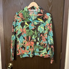 Vintage UNITS Women s Tropical Floral Jacket - Snap Front - Large - Colorful