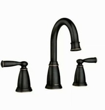 MOEN Banbury 8" Widespread High-Arc Bathroom Faucet Mediterranean Bronze Valve