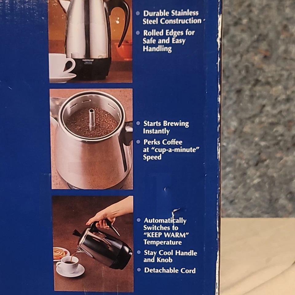 Nueva cafetera FARBERWARE Millennium Superfast 8 tazas percoladora FCP280 SS NUEVA EN CAJA Foto 3 de 4