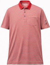 Straight Down Mens Large Red Striped Performance Stretch Golf Polo Short Sleeve