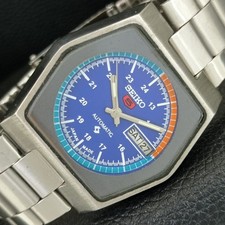 GENUINE VINTAGE SEIKO 5 AUTOMATIC 6309A JAPAN MENS BLUE DIAL WATCH a709933-1