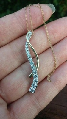1Ct Round Lab Created Diamond  Journey Charm Pendant 14K Yellow Gold Plated