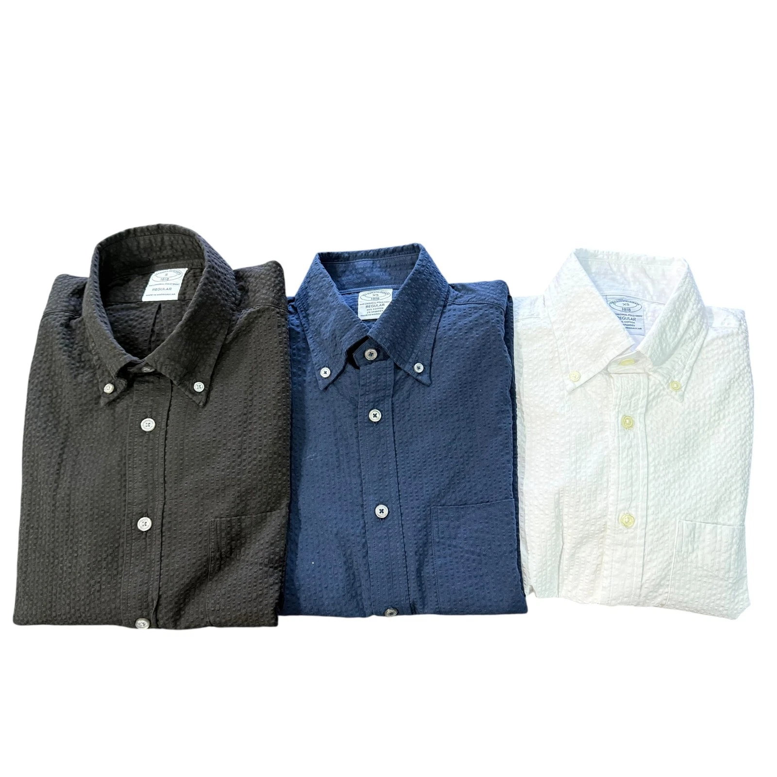 Brooks Brothers Men's Regular Stretch Seersucker Button Down Long Sleeve Shirt