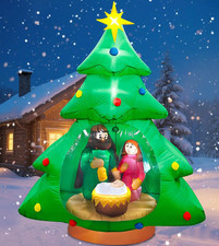 7ft Inflatable Nativity Scene Christmas Tree with LED Lights Outdoor Yard