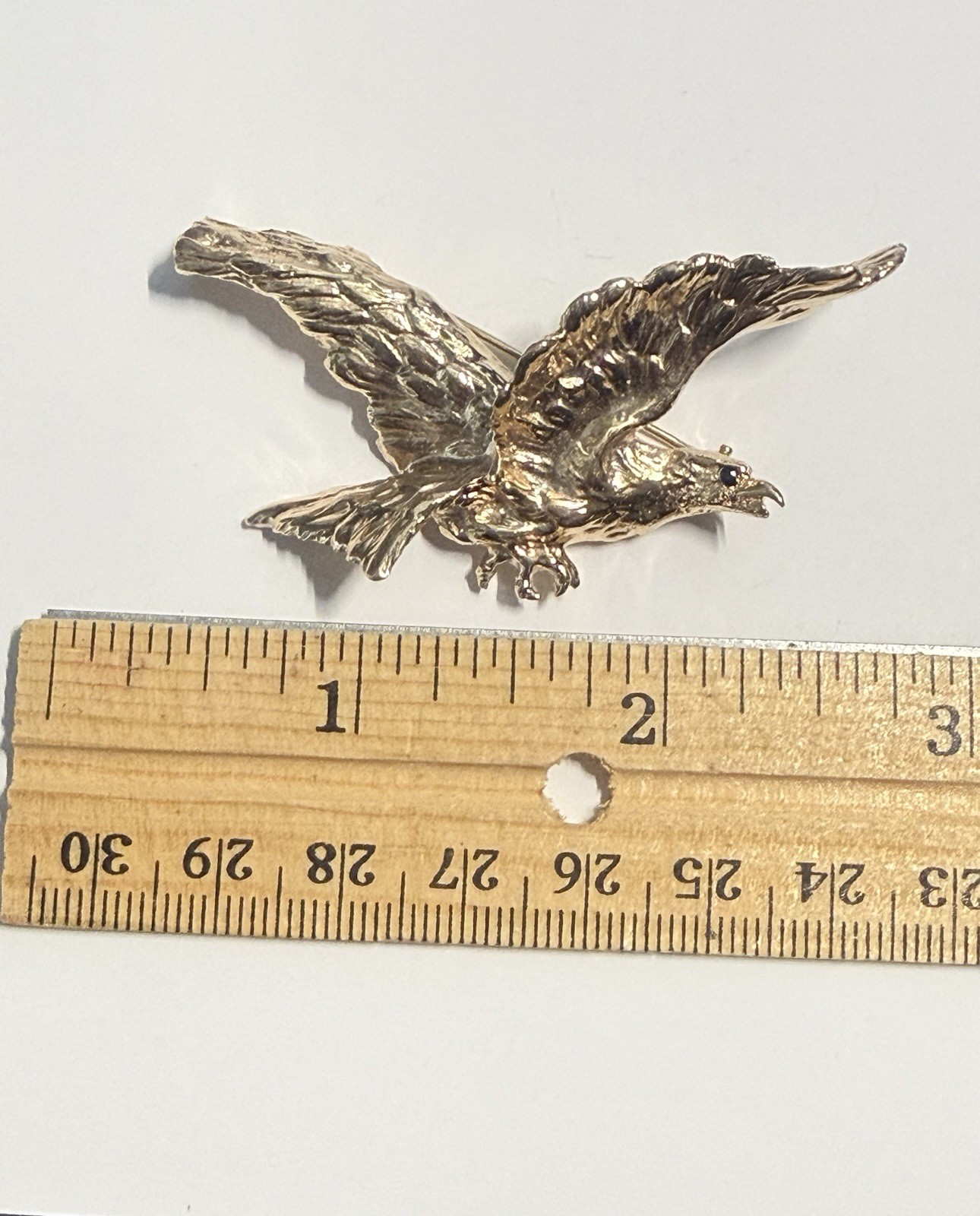 SOLID EAGLE PIN 14K YELLOW GOLD - image 4