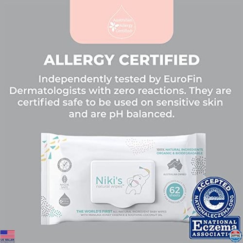 Organic Baby Wipes Sensitive, Manuka Honey & Coconut Oil, Unscented, 1488 Wipes - Picture 4 of 6