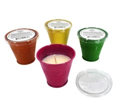 Mini Citronella Tealight Candle Buckets 4 Pack Natural Scented Multi Color 2.5