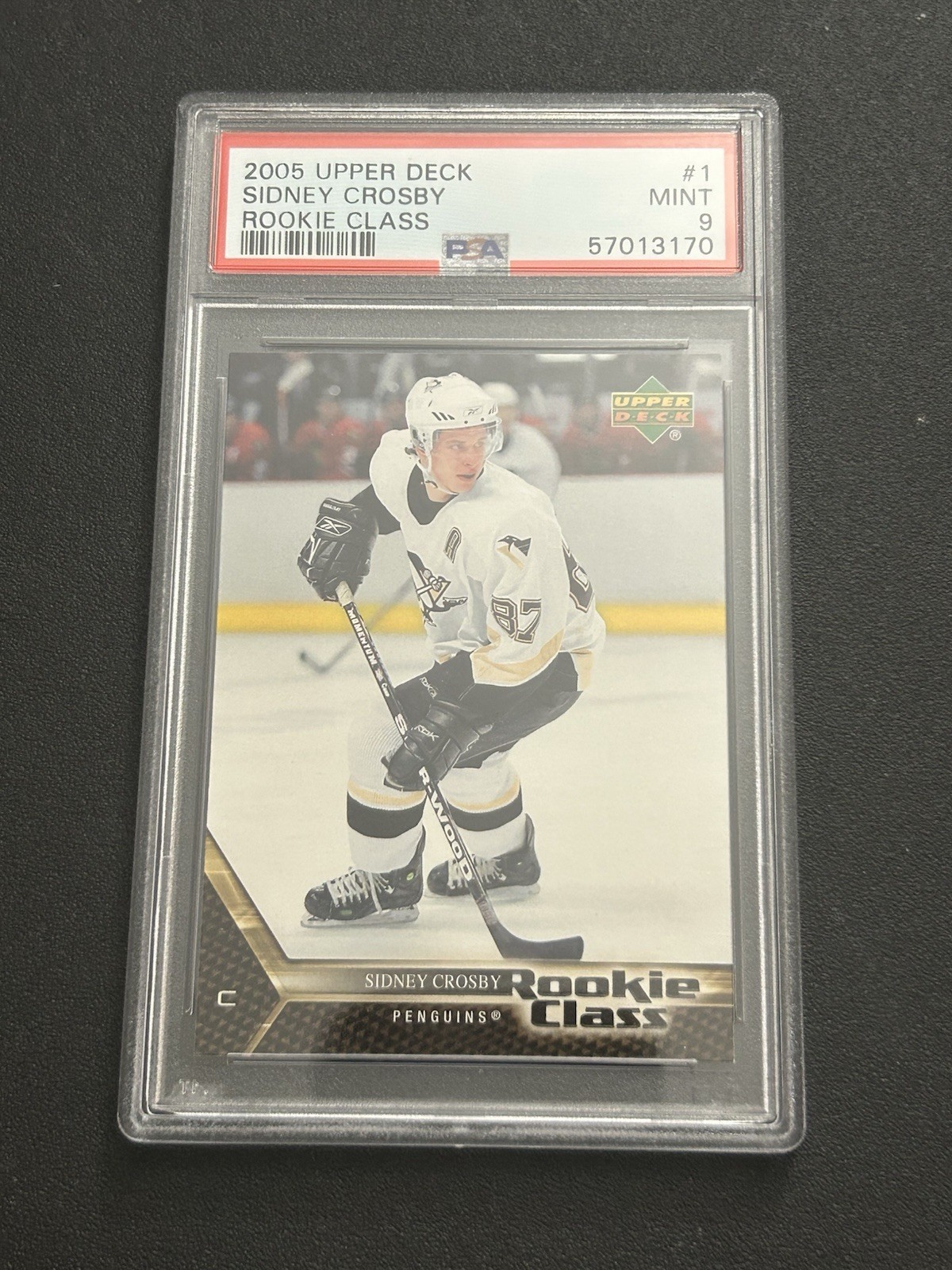 2005-06 Upper Deck Sidney Crosby RC #1 Rookie Class PSA 9 MINT Penguins Hockey view 1