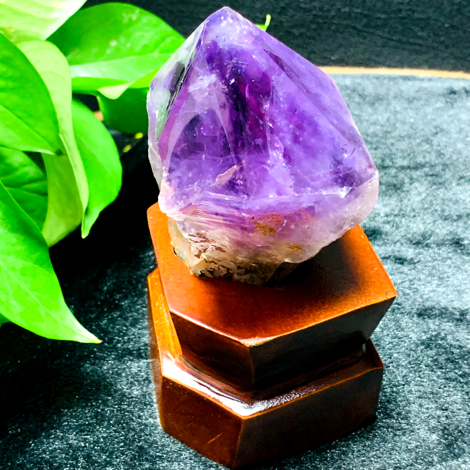 1.22LB Natural Amethyst Quartz Obelisk Crystal Wand with Display Stand