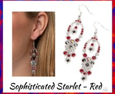 Paparazzi SOPHISTICATED STARLET red IRIDESCENT earrings