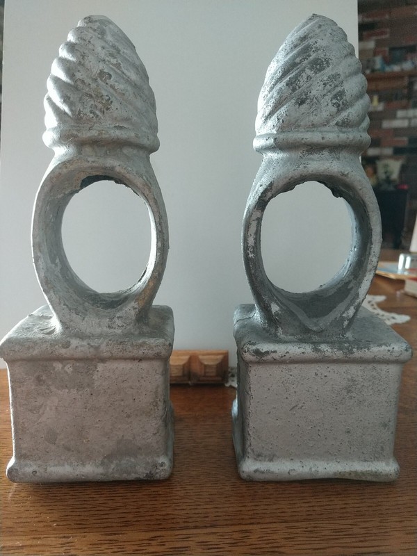 VINTAGE 1940's FENCE CAST ALUMINUM FENCE POST CAP (2 each)