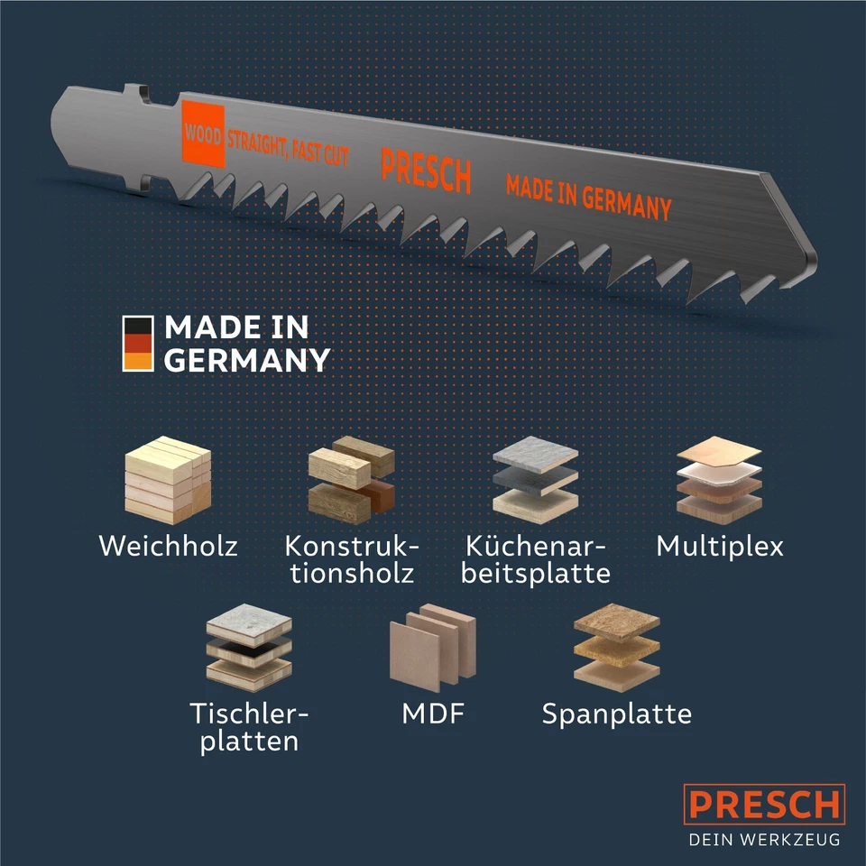 Presch Stichsägeblätter Holz 10 Stk. - Extrem schneller, gerader Schnitt 5-50mm - Bild 4 von 4