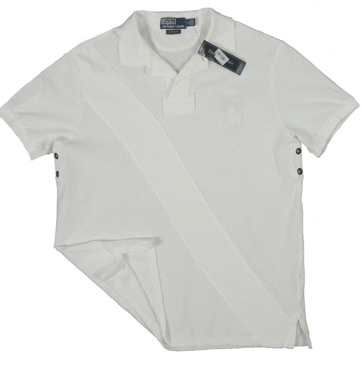 NEW Vintage $125 Polo Ralph Lauren Polo Shirt! Off White Big Pony Sash Stripe