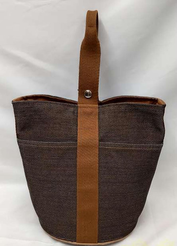 Authentic HERMES Tote Hand Bag SAKUSO PM canvas gray black