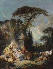 Pastoral scene by Francois Boucher Canvas Print